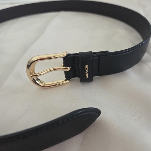 Coach Black Leather Belt with Gold-Tone Buckle - Picture 2 of 9